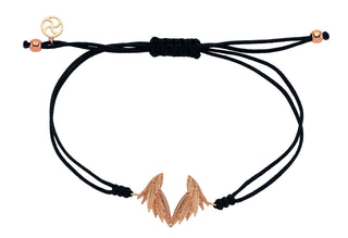 WINGS GOLD BLACK CORD BRACELET