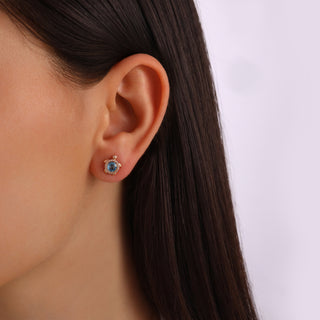 TURTLE GOLD DIAMOND BLUE TOPAZ EARRINGS
