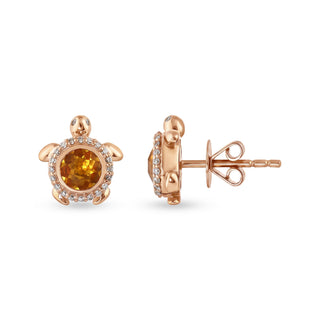 TURTLE GOLD DIAMOND CITRINE EARRINGS