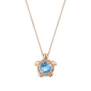 TURTLE GOLD DIAMOND BLUE TOPAZ NECKLACE
