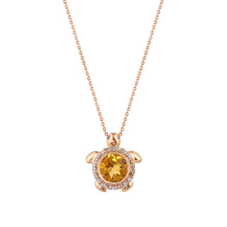 TURTLE GOLD DIAMOND CITRINE NECKLACE
