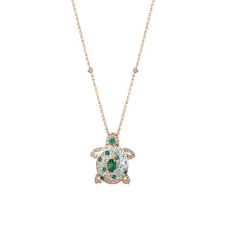 TURTLE GOLD DIAMOND EMERALD NECKLACE