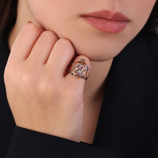 TURTLE GOLD COGNAC DIAMOND PINKY RING