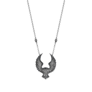 EAGLE SILVER BLACK DIAMOND NECKLACE