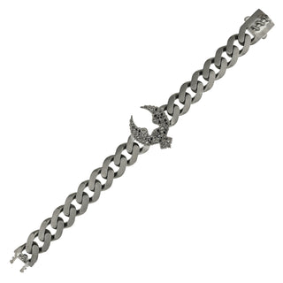 EAGLE SILVER BLACK DIAMOND CHAIN BRACELET