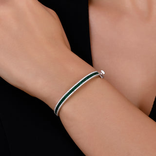 MONDRIAN 18K GOLD DIAMOND EMERALD BANGLE BRACELET