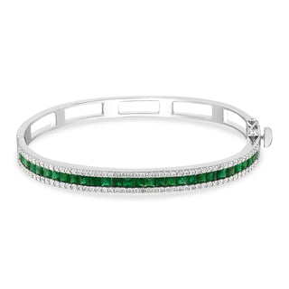 MONDRIAN 18K GOLD DIAMOND EMERALD BANGLE BRACELET