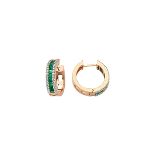 MONDRIAN 18K GOLD DIAMOND EMERALD EARRINGS