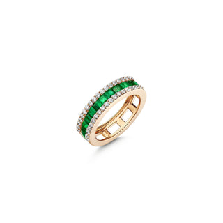 MONDRIAN 18K GOLD EMERALD DIAMOND RING