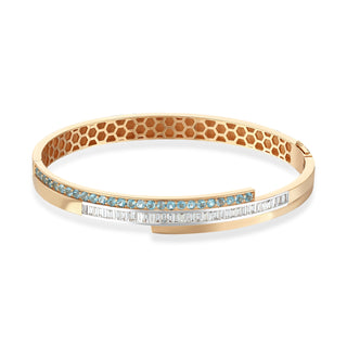 MONDRIAN GOLD BAGUETTE DIAMOND BLUE TOPAZ BRACELET