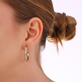 MONDRIAN GOLD DIAMOND HOOP EARRINGS