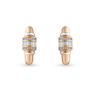 MONDRIAN GOLD BAGUETTE DIAMOND HOOP EARRINGS