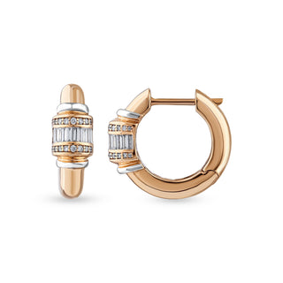 MONDRIAN GOLD BAGUETTE DIAMOND HOOP EARRINGS