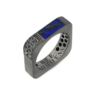 MONDRIAN SILVER BLACK DIAMOND RING