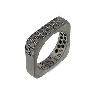 MONDRIAN SILVER BLACK DIAMOND RING