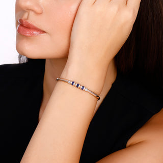 MONDRIAN RAINBOW GOLD BAGUETTE DIAMOND SAPPHIRE BRACELET