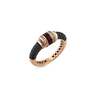 MONDRIAN GOLD BLACK DIAMOND RUBY RING