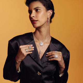 SWORD 18K GOLD BAGUETTE DIAMOND NECKLACE