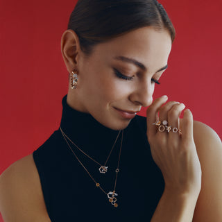 HONEYCOMB HOOP GOLD DIAMOND SMALL EARRINGS