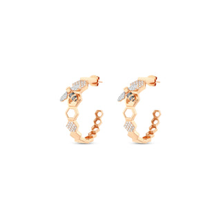 HONEYCOMB HOOP GOLD DIAMOND SMALL EARRINGS