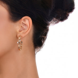 HONEYCOMB HOOP GOLD DIAMOND EARRINGS