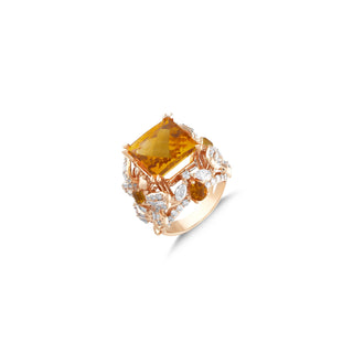 QUEEN BEE ARINNA 18K GOLD CITRINE DIAMOND RING