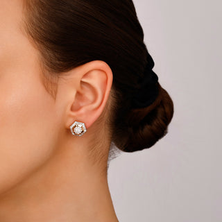 HONEYCOMB SIGNATURE 18K GOLD PAVÊ BAGUETTE DIAMOND EARRINGS