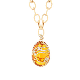 HONEYCOMB 18K GOLD DIAMOND CITRINE PENDANT