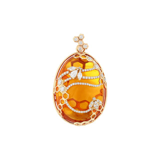 HONEYCOMB 18K GOLD DIAMOND CITRINE PENDANT