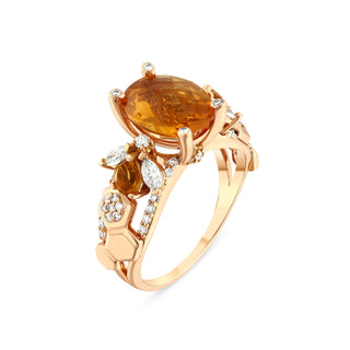 QUEEN BEE 18K GOLD DIAMOND CITRINE RING