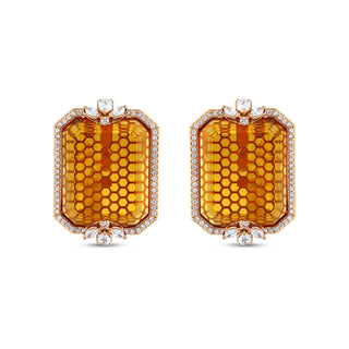 QUEEN BEE 18K GOLD DIAMOND CITRINE EARRINGS