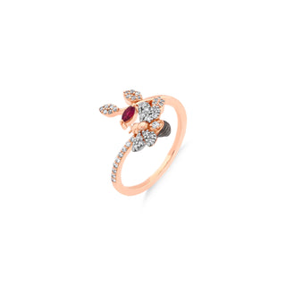 QUEEN BEE MELISSA 18K GOLD DIAMOND RUBY RING