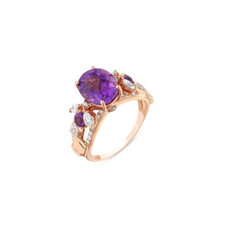 QUEEN BEE MAYA GOLD DIAMOND AMETHYST RING