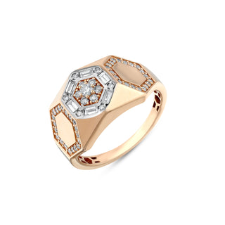 HONEYCOMB GOLD BAGUETTE DIAMOND RING