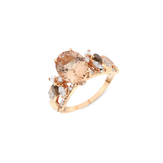 QUEEN BEE MAYA GOLD DIAMOND MORGANITE RING