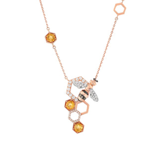 HONEYCOMB CITRINE GOLD DIAMOND NECKLACE