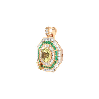 HONEYCOMB 18K GOLD DIAMOND PERIDOT EMERALD PENDANT