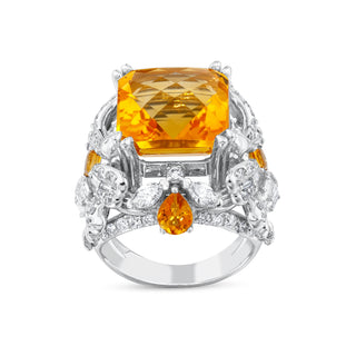 QUEEN BEE CITRINE WHITE GOLD DIAMOND RING