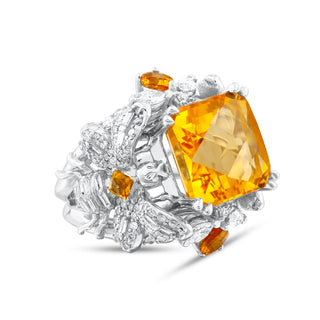 QUEEN BEE CITRINE WHITE GOLD DIAMOND RING