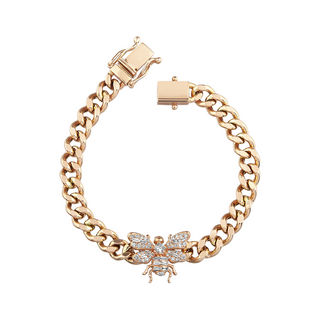 QUEEN BEE ARTEMIS ELEGANCE GOLD BAGUETTE DIAMOND CHAIN BRACELET