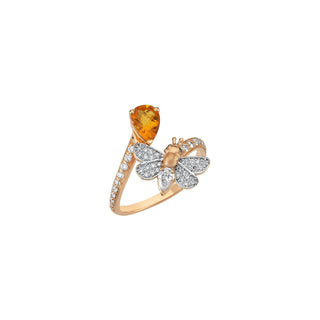 QUEEN BEE MELISSA GOLD DIAMOND CITRINE RING