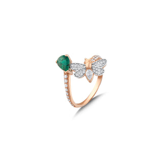 QUEEN BEE MELISSA GOLD DIAMOND EMERALD RING