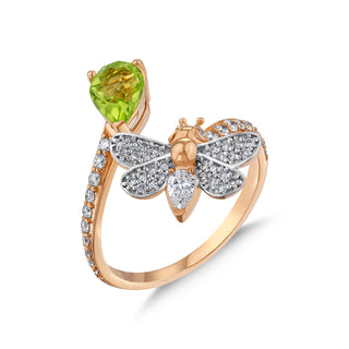 QUEEN BEE MELISSA GOLD DIAMOND PERIDOT RING