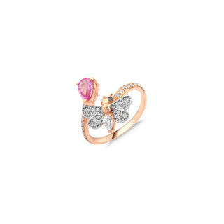 QUEEN BEE MELISSA GOLD DIAMOND PINK SAPPHIRE RING