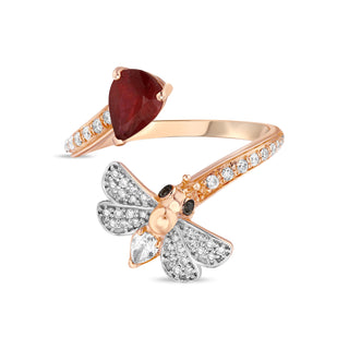 QUEEN BEE MELISSA GOLD DIAMOND RUBY RING