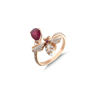 QUEEN BEE MELLONA GOLD DIAMOND RUBY RING