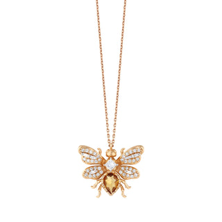 QUEEN BEE LARGE BON BON GOLD DIAMOND CITRINE NECKLACE