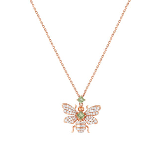 QUEEN BEE RAINBOW CHAKRA GOLD DIAMOND PERIDOT NECKLACE