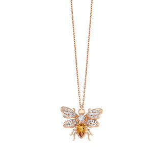 QUEEN BEE MEDIUM BON BON GOLD DIAMOND CITRINE NECKLACE
