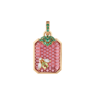 HONEYCOMB GOLD DIAMOND EMERALD PENDANT